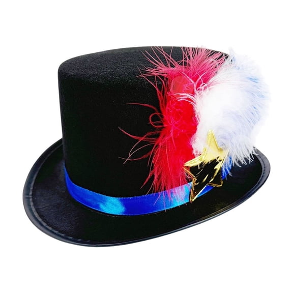 EUDIDV Patriotic Decor Independence Day Red White And Bluish Plume Decoration Hat Dress Up Party Performance Props Independence Day Holiday Accessories Party Supplies