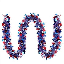 EUDIDV Patriotic Decor July Patriotics Garland Red White Blue Foil Garland Shiny Hanging Decorations For Independence Day Memorial Day Celebration Party Decorations Party Supplies​