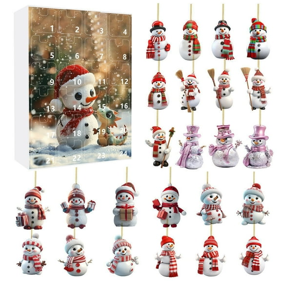 EUDIDV Planner Calendar 2024 Christmas Countdown Cute Snowman Acrylic Pendant Christmas Calendar Desk Calendar