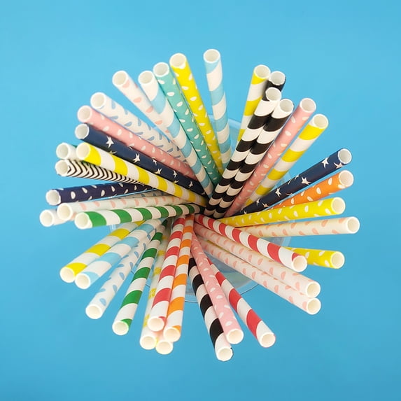 EUDIDV Plastic&nbsp;Straws&nbsp;Disposable;100pc Mixed Color Paper Disposable Straws;for Festivals,Parties and Camping
