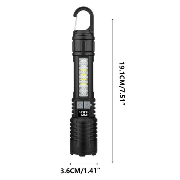 EUDIDV Portable Flashlight New Upgraded Rechargeable Digital Display Strong Light Hand Grip Light Multi Functional Outdoor Dedicated Telescopic And Variable Focus Flashlight Durable Torch Bright