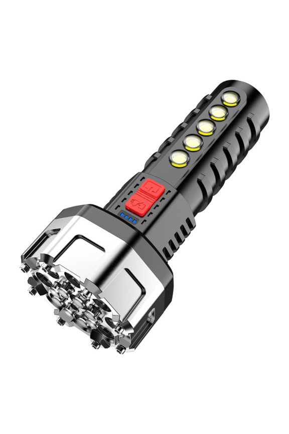 Portable Flashlight USB Strong Light Charging Flashlight Side Light COB Built-in Battery Display LED Outdoor Household Flashlight Durable Torch Bright