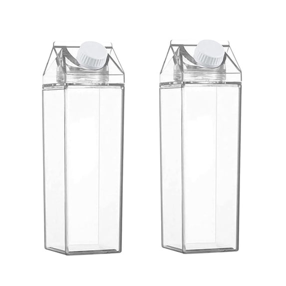 EUDIDV Portable Plastic Cup Milk Carton Water Bottle Transparent Milk Bottle Portable Plastic Transparent Bottle 2pc Kids Plastic Cup