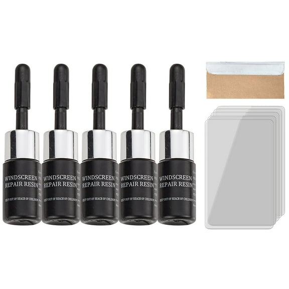 EUDIDV Powerful Glass Cleaner Car Glass Repair Tool Windshield Repair Agent Three Piece Set Glass Repair Fluid Set 5pcs Window Crack Repair Kit Automotive Window Cleaner