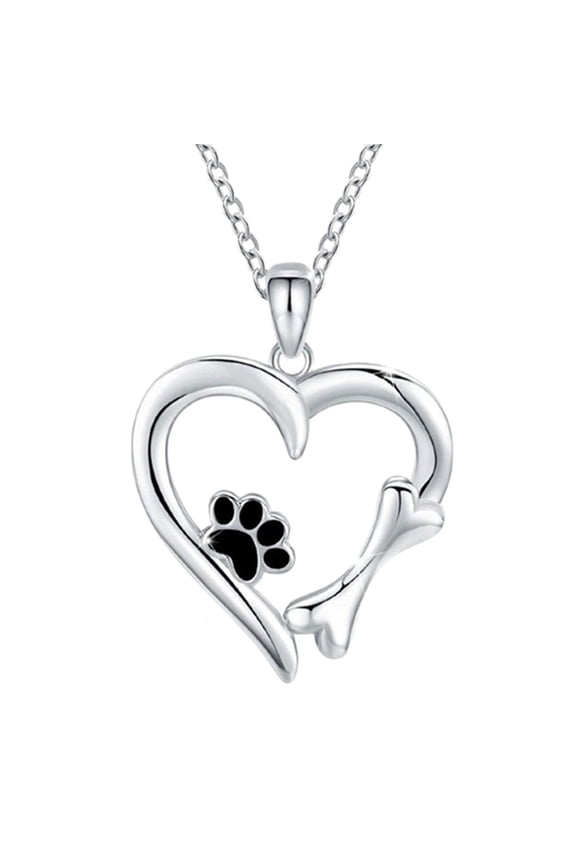 Romantic Presents Heart-shaped Dog Paw Bitterness Pendant Necklace Europe And The United States Personality Pet Memorial Jewellery Valentine's Decor