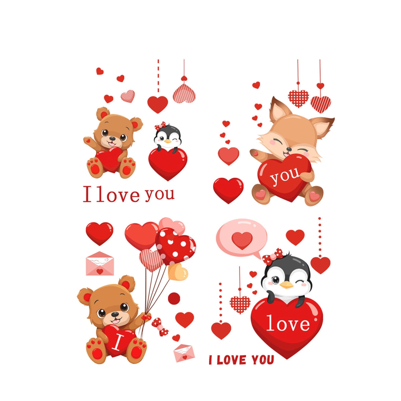 EUDIDV Romantic Presents Valentine's Day Electricity Window Stickers ...