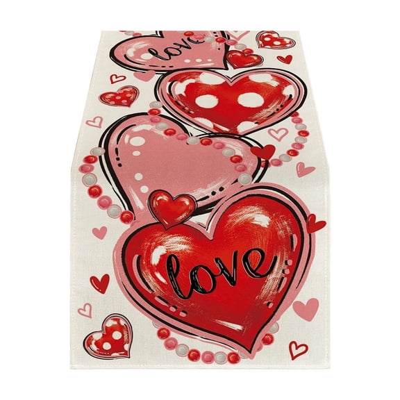EUDIDV Romantic Presents Valentine's Day Table Runner Super Soft Tablecloth For Catering Wedding Kitchen Party Holiday Picnic Home Decor 13x72 Inch Long Romantic Heart Art Texture Valentine's Decor