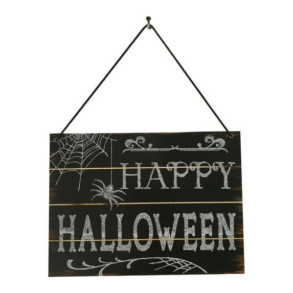 EUDIDV Scary Gate Sign Halloween Witch Hat Listing Wooden Festival Skull Decoration Hanging Board Halloween Gate Signage Decorative