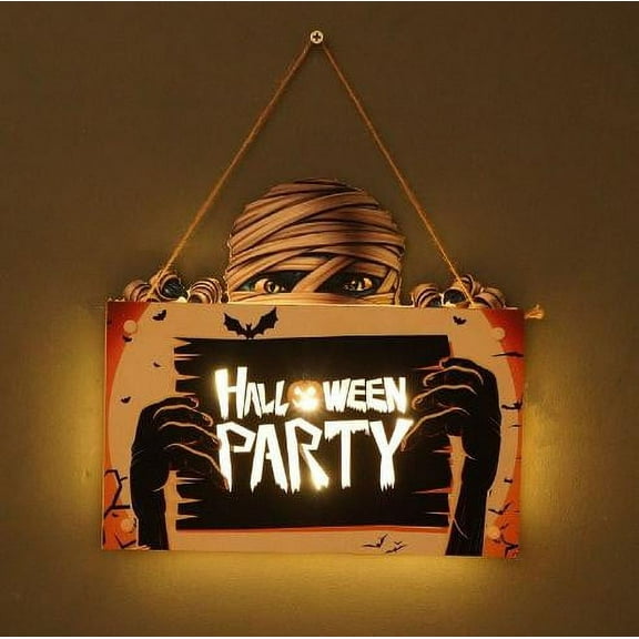 EUDIDV Scary Gate Sign Stairs Halloween Happy Hanging Signs Decorations, Leading To Ambient Light , Halloween Theme Wooden Door Hanging Decoration Halloween Gate Signage Decorative