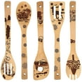 thumbnail image 1 of EUDIDV Serving Spoons Gift Creative Tableware Wooden Spoon Set 5 Tableware Mixing Spoons Kitchen Spoons, 1 of 2