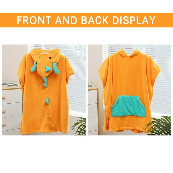 EUDIDV Soft Towel Absorbent Towel Dinosaur Hooded Beach Towel For Kids Coral Velvet Soft Beach Towel Bath Towel Sweat Absorption Quick Drying 3-12 Year Large Towel