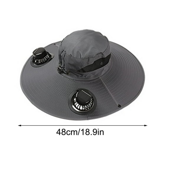 EUDIDV Solar Fan Hat Wide Brim for Men & Women - USB Rechargeable Sun Hat with 3-Speed Removable Dual Fans, UPF 50  for Fishing/Camping/Hiking