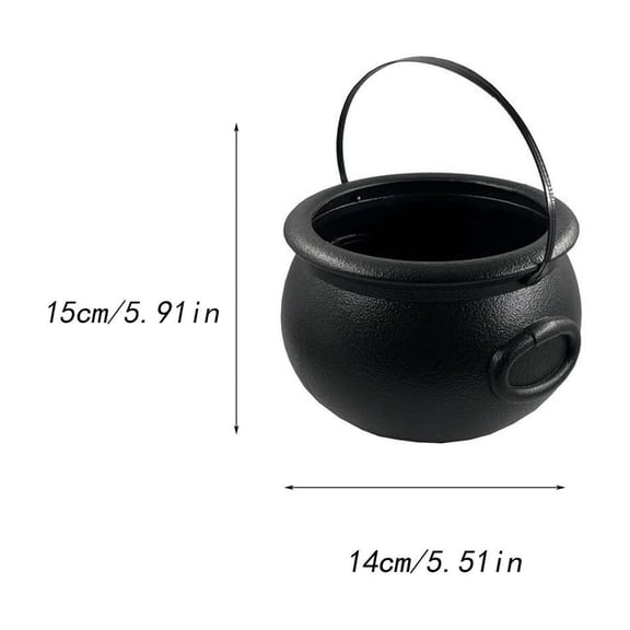 EUDIDV Spooky Candy Tote Halloween Witch Pot Plastic Flame Bucket Black Cauldron Halloween Candy Bucket Candy Rack Jar Bucket Decorations Jack-O'-Lantern Candy Bags
