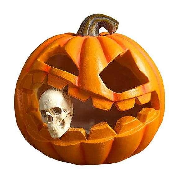 EUDIDV Spooky Halloween Ornaments Halloween Figurines Halloween Pumpkin Ghost Desktop Skull Prop Resin Ornament Ghost Festival Decoration