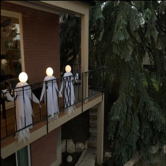 EUDIDV Spooky Ornaments Halloween Witch House Decoration Luminous Props Clothes 1 White Witch Without Voice Control Luminous Sound Creepy Props