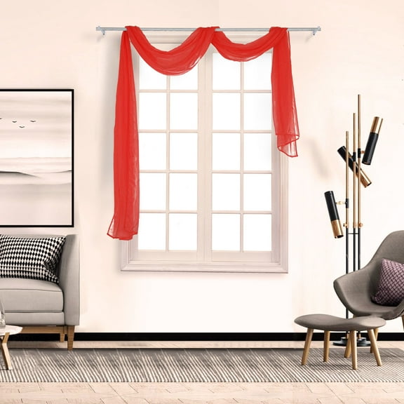 EUDIDV Stylish Drape 1Pcs Voile Curtain Swags All Colours Pelmet Valance Net Curtains Voile Swag Classic Curtains