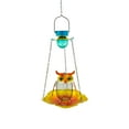 thumbnail image 1 of EUDIDV Suet Bird Feeder Outdoor Solar Hanging Owl Bird Feeder Wrought Iron Flower Glass Crack Ball Feeder Avian Feast Station, 1 of 7
