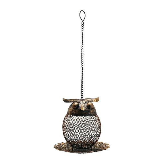EUDIDV Suet Bird Feeder Wrought Iron Owl Hollow Hummingbird Feeder Bird Feeder Courtyard Metal Hanging Avian Feast Station