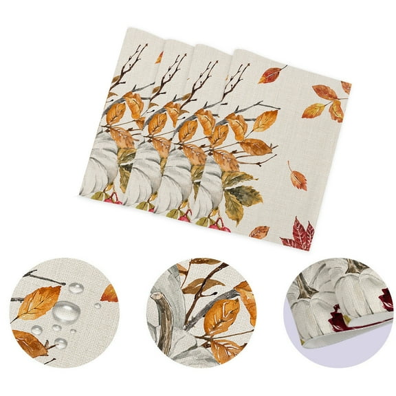EUDIDV Thanksgiving Pumpkin Decor Thanksgiving Pumpkin Maple Placemat Set Pumpkin Decor Thanksgiving Placemats Cotton Linen Table Runner Festive Supplies