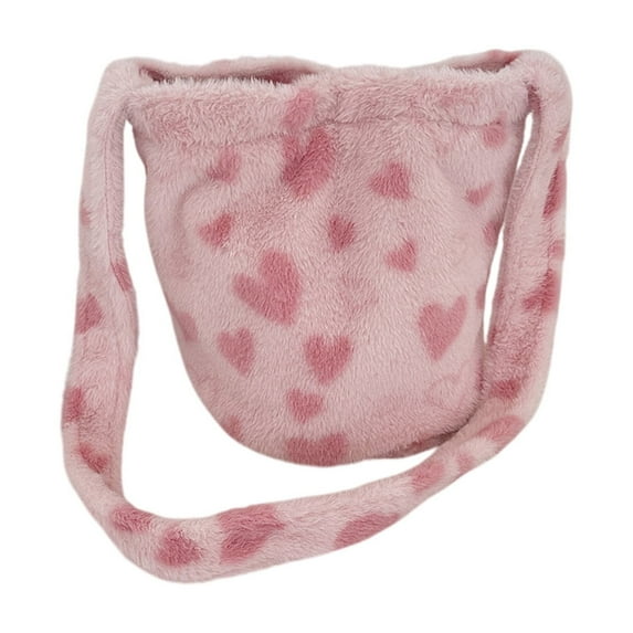 EUDIDV Valentine's Decor Love Shoulder Handbag Large Capacity Bucket Bags Plushs Hand-helds Underarm Crossbody Bag Valentine's Day Handbag Plushs Bags Romantic Presents