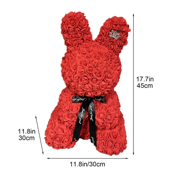 EUDIDV Valentine's Decor Valentine's Day Simulation Rose Bunny Cuddle Bunny Birthday Gift Foam Bunny Romantic Presents