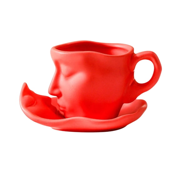 EUDIDV Valentine's Decor Valentine's Day Wedding Gift Face Ceramic Coffee Cup A Cup A Chassis Romantic Presents