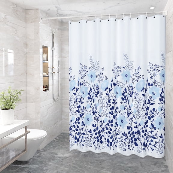 EUDIDV Waterproof Bath Curtain Shower Curtain, Design And Polyester, Quick-Drying, Weighted Hem, Short Shower Curtains Set For Bathroom, And Washable With 12 Hooks Bathroom Curtain