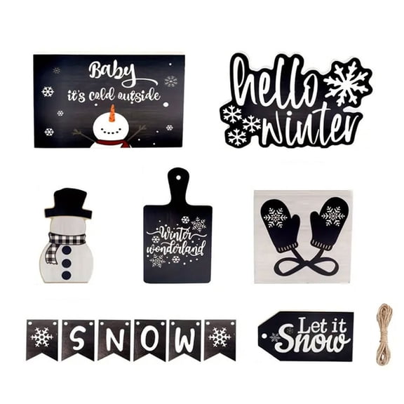 EUDIDV Xmas Decor Christmas Desktop Tray Decoration Set Gloves Layered Tray Wooden Crafts Ornament Christmas Snowman Creatives Desktop Decoration Festive Supplies Indoor