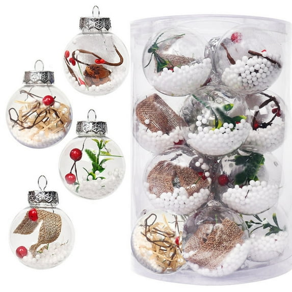 EUDIDV Xmas Decor Items New Christmas Bucket Transparent Ball Hanging 6cm16pcs Hollow Round Seamless Plastic Ball Christmas Decorations Holiday Hanging Decor