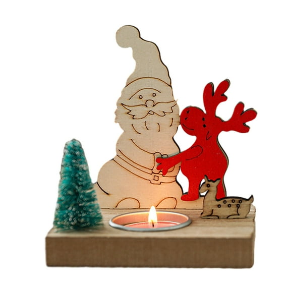 EUDIDV Xmas Decoration Ornaments Christmas Candlestick Ornaments Dinner Candle Tealight Candle Desk Topper Dining Table Decor Wood Decor Decorative Candle Xmas Candle Hold Christmas Figurines