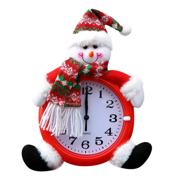EUDIDV Xmas Decoration Ornaments Christmas Clock Bedside Decoration Small Gift Clock Cute Silent Alarm Clock Christmas Figurines