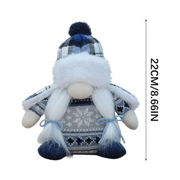 EUDIDV Xmas Decoration Ornaments Christmas New Blue Knitted Fabric Bearded Dwarf Doll Doll Rudolph Decorative Ornaments Christmas Figurines