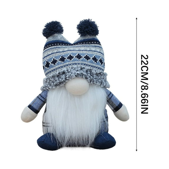 EUDIDV Xmas Decoration Ornaments Christmas New Blue Knitted Fabric Bearded Dwarf Doll Doll Rudolph Decorative Ornaments Christmas Figurines