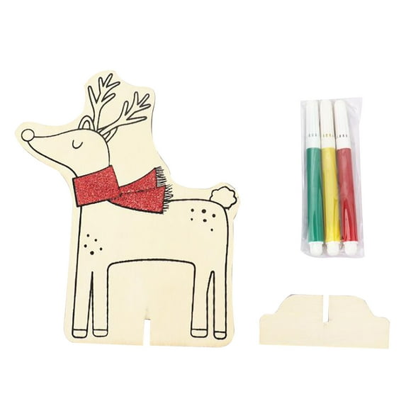 EUDIDV Xmas Decoration Ornaments Christmas Wooden Decorations DIY Painting Educational Children's Toys Christmas Figurines