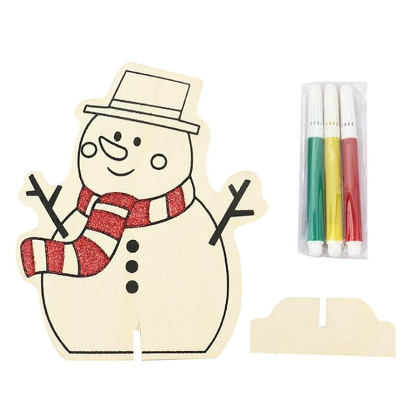 EUDIDV Xmas Decoration Ornaments Christmas Wooden Decorations DIY Painting Educational Children's Toys Christmas Figurines