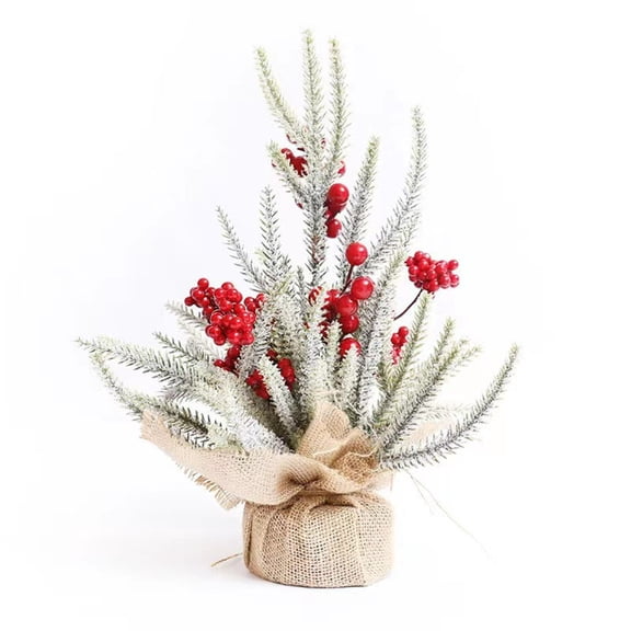 EUDIDV Xmas Decoration Ornaments Mini Desktop Christmas Tree 11.81in Christmas Decorations Flocked Small Christmas Tree Christmas Figurines