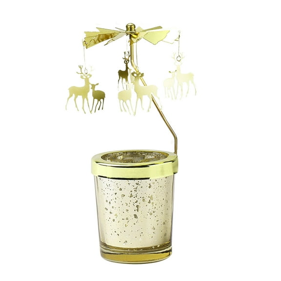 EUDIDV Xmas Decoration Ornaments Thermal Rotating Candle Revolving Lantern Dream Decoration Candle Christmas Figurines