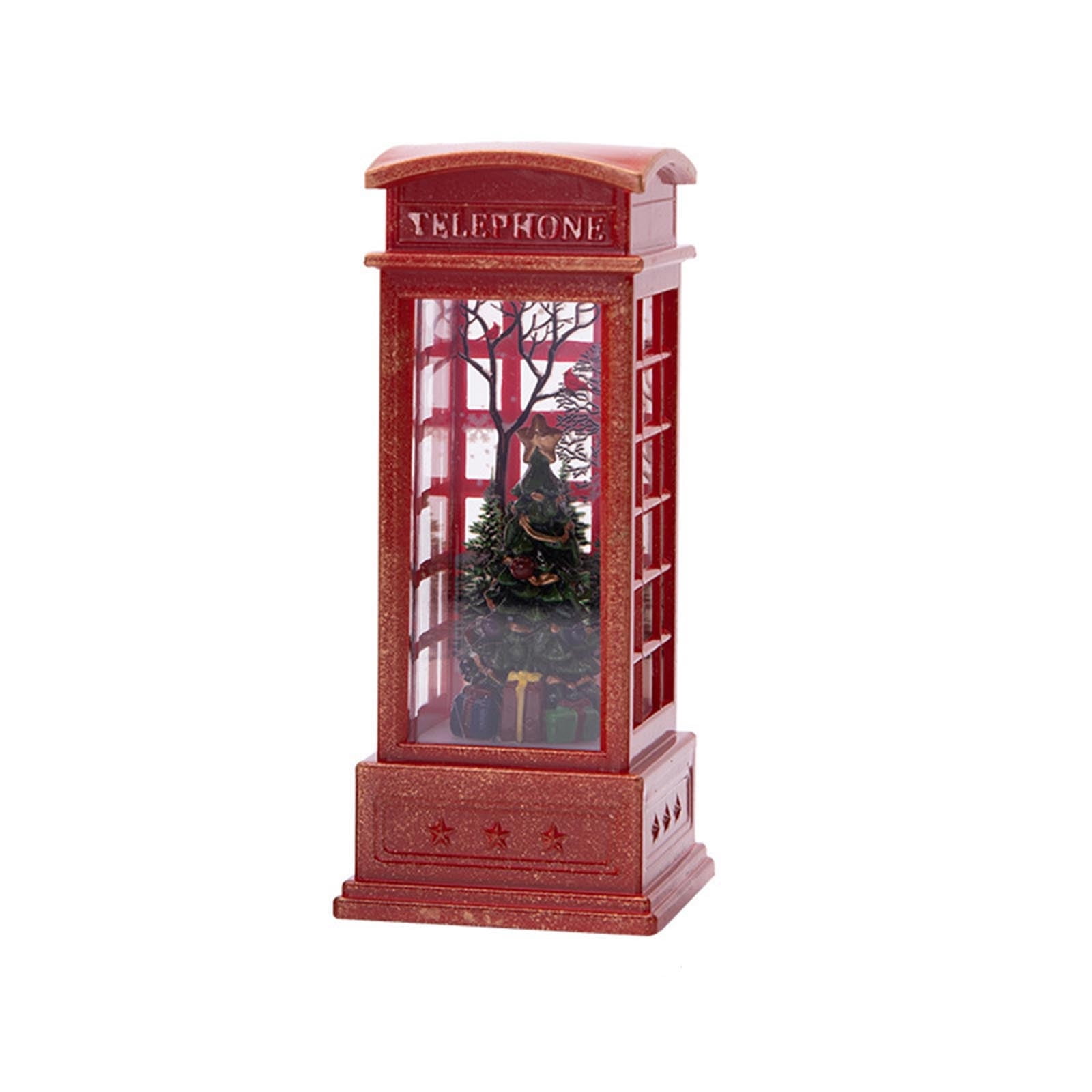 EUDIDV Xmas Decorative Lights Elderly Interior Telephone Booth Small