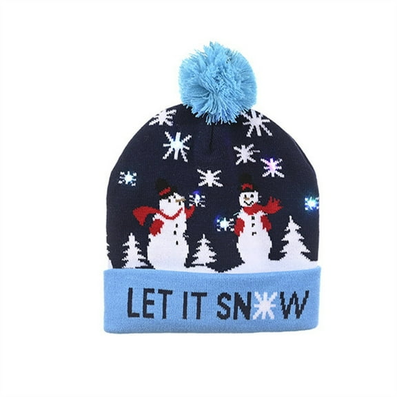 EUDIDV Xmas Decorative Lights Mens Women Chlidren Beanie Winter Hats Knitted With LED Light Flash Lamp Festive String Lights