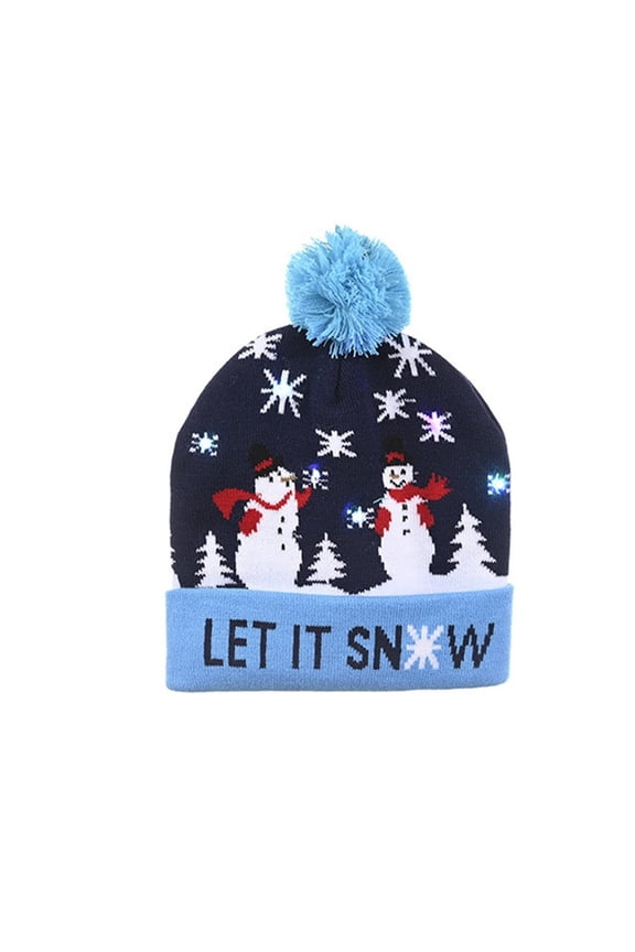 Xmas Decorative Lights Mens Women Chlidren Beanie Winter Hats Knitted With LED Light Flash Lamp Festive String Lights