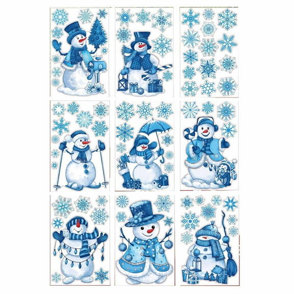 EUDIDV Xmas Decorative Stickers Christmas Window Stickers Colorful Stickers Snowman Window Stickers Christmas Decoration Holiday Decals