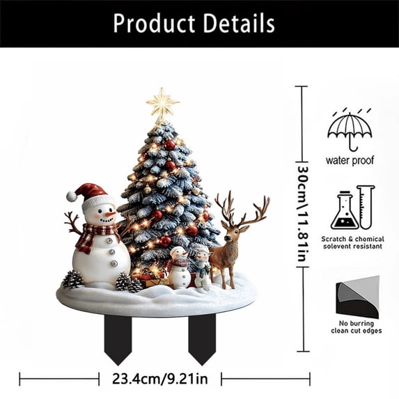 EUDIDV Xmas Tree Decor Acrylic Snowman And Santa Claus Garden Pile Indoor And Outdoor Potted And Yard Wear Ground Plug Christmas Ornaments