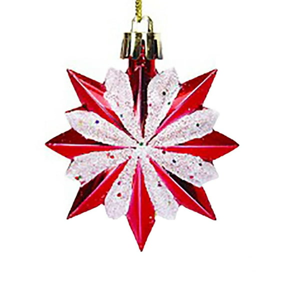 EUDIDV Xmas Tree Decor Bright Light Multi Angle Painted Star Polygon Pendant Christmas Tree Decoration Small Pendant Scene Arrangement 6PCS Holiday Hanging Decor
