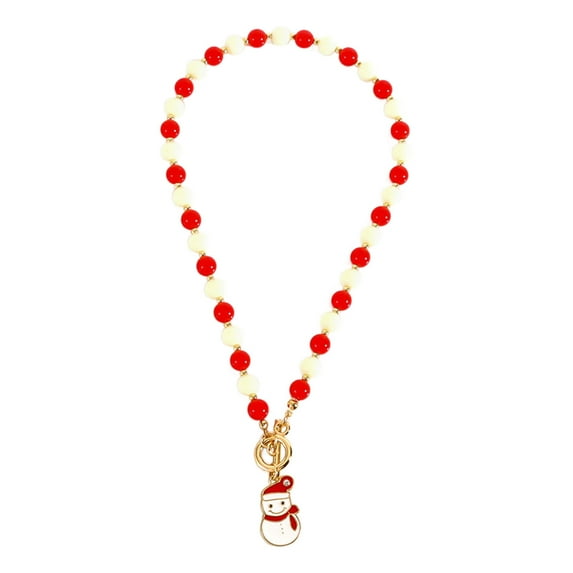 EUDIDV Xmas Tree Decor Christmas Pearl Necklace Holiday Snowflake Christmas Tree Pendant Personalized Collarbone Chain Necklace Christmas Ornaments