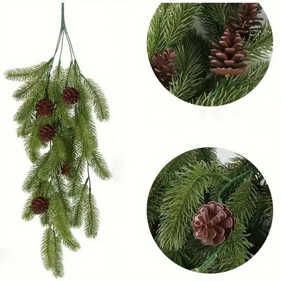 EUDIDV Xmas Tree Decor Faux Greenerys Christmas Big Dog Tail With Pinecone Home Soft Decoration Christmas Ornaments