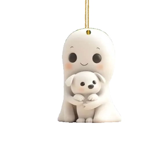 EUDIDV Xmas Tree Decor Halloween Ghost Dog Walking Pendant Ghost Dog Walking Walk Home Decoration Acrylic Pendant Holiday Hanging Decor