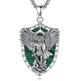 thumbnail image 1 of EUDORA 925 Sterling Silver St Michael Necklace for Women Men, Malachite Archangel Saint Michael Shield Protection Pendant, Talisman Amuletos de Proteccion Amulet Jewelry Gift for Mom Dad, 24" Chain, 1 of 9