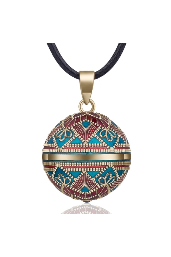 Harmony Ball Necklace Pregnancy Gift for Women Mom to be, Vinage Angel Chime Caller Mexico Bola Music Prayer Wishing Bell Gift for Wife, Daughter, Daugher-in-law, 30" & 45" Black Cord