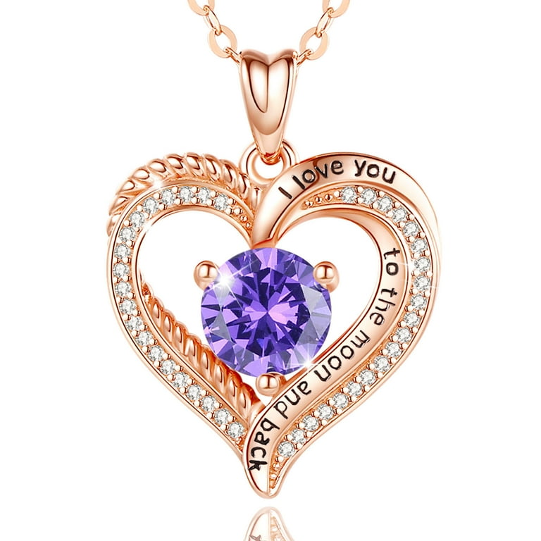 EUDORA Sterling Silver Birthstone Necklaces for Women, Rose Gold