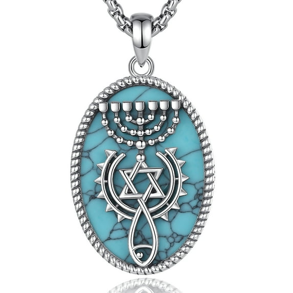 EUDORA Sterling Silver St Michael Necklace for Women Men, Opal Archangel Saint Michael Protection Pendant, Talisman Amuletos de Proteccion Jewelry Gift for Wife Husband, 24"